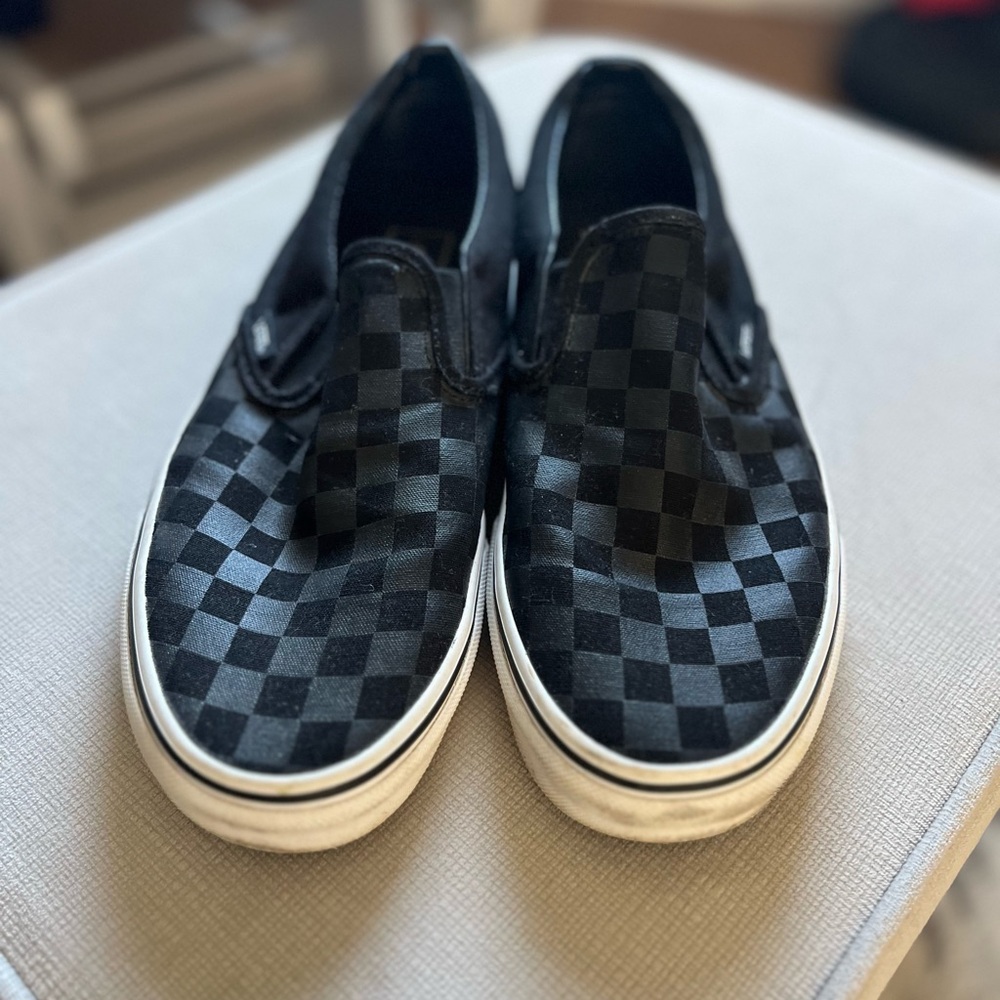 Van Classic Slip-On Checkerboard Shoe Black Men’s 9